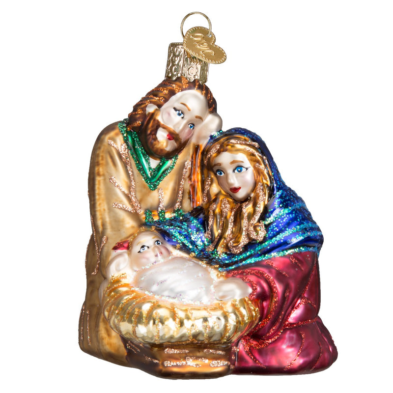 julekule maria josef jesusbarnet julepynt krybbe glass ornament 10207