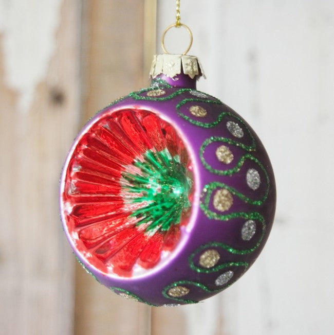 julekule vintage gammeldags glass nettbutikk lilla rød