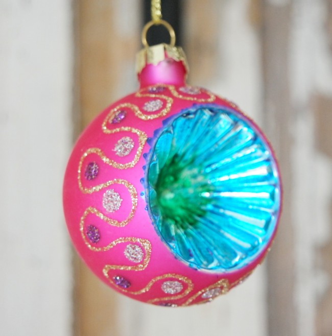 julekule vintage gammeldags glass nettbutikk rosa turkis