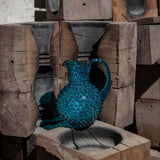 karaffel mugge klimchi aquamarine hobnail jug blå krystall glass