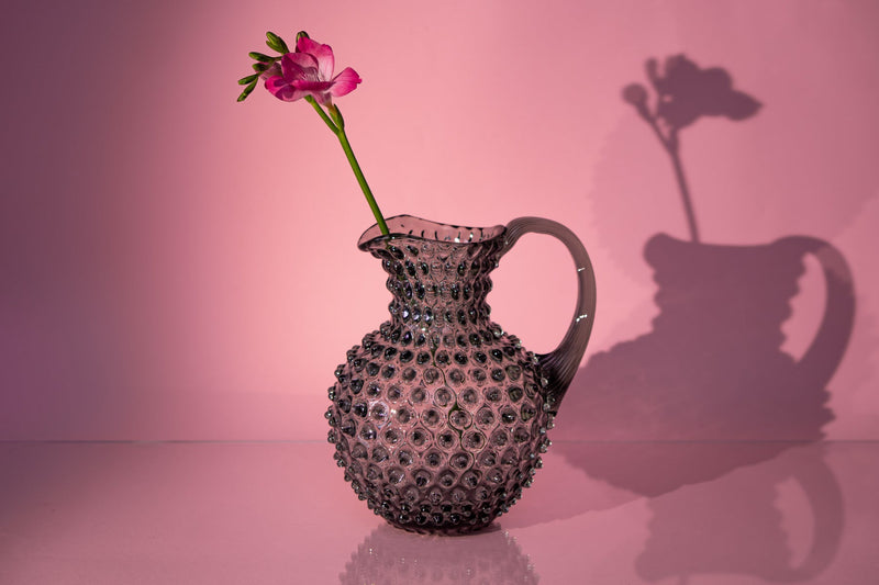 karaffel mugge grå grey smoke hobnail jug klimchi krystall tsjekkia