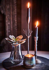 kronelys svart black lage twisted candle parafin affari 509-290-13