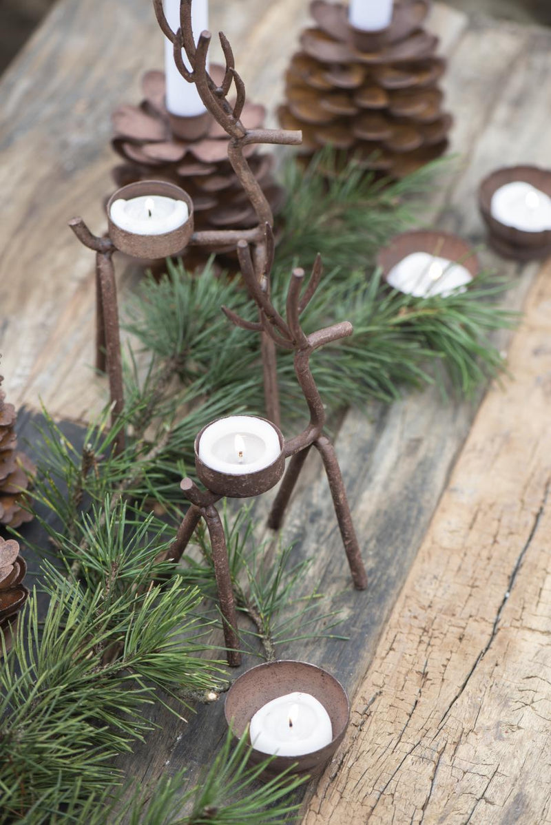 lysestake telys telysholder reinsdyr rust rustikk jul julepynt ib laursen 57042-14