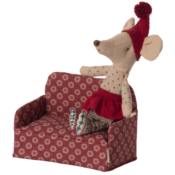 maileg sofa mus rød dukke sofa møbel