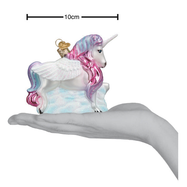 Enhjørning Ornament, Glass - 10cm