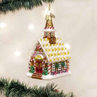 pepperkakekirke kirke pepperkakehus julekule ornament glass