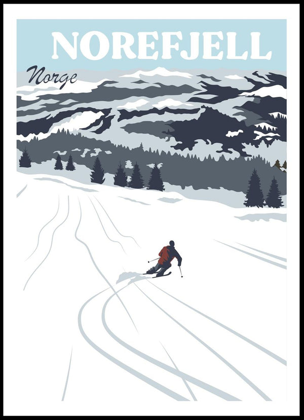 poster bilde plansje norefjell retro vintage fjell ski hytte