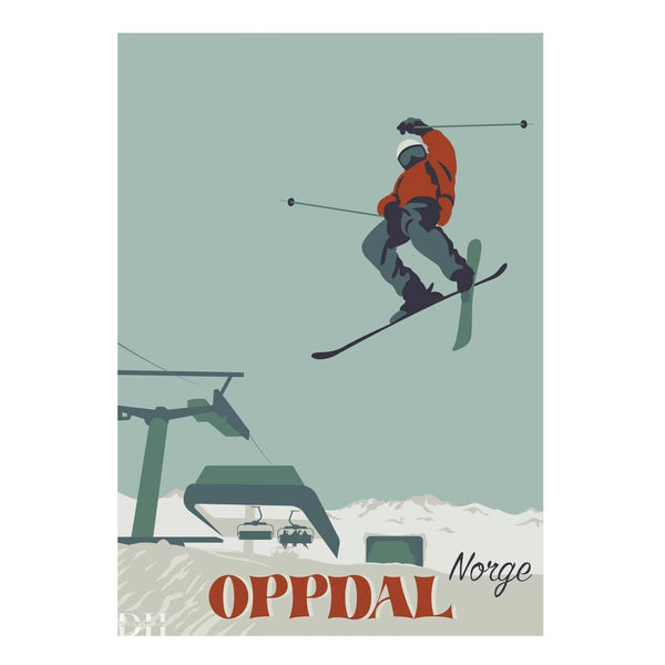poster bilde plansje oppdal retro vintage fjell ski hytte