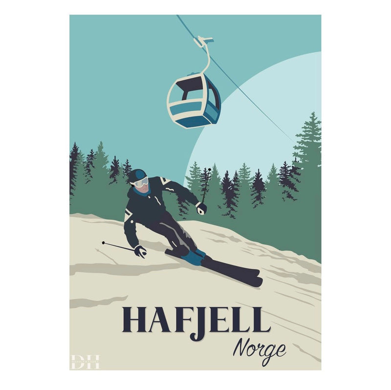 poster bilde plansje hafjell retro vintage fjell ski