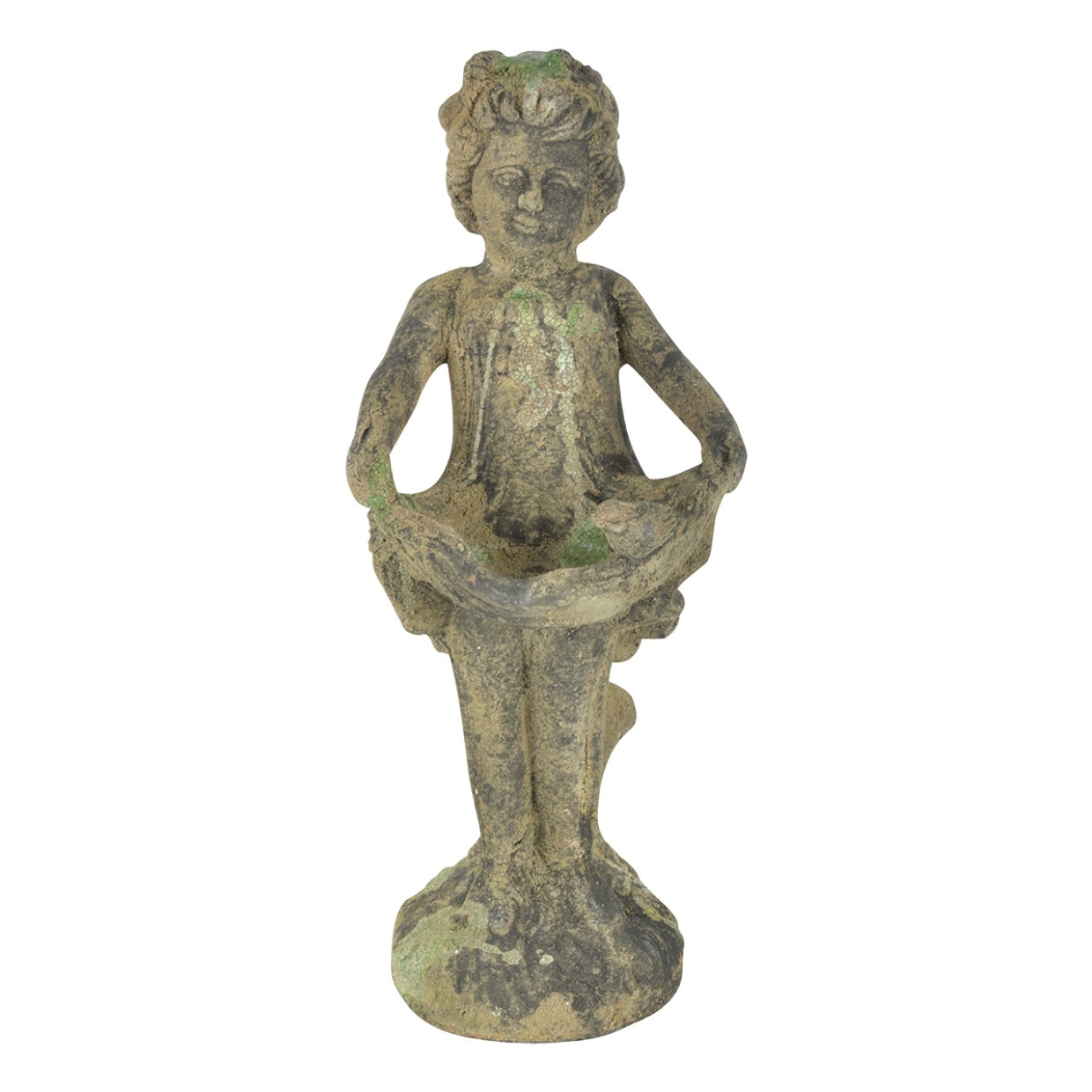 skulptur statue jente hage fuglebad fuglemater antikk rustikk vintage nettbutikk tønsberg interiør