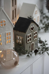 telysholder hus grått ib laursen julepynt stillenat 27611-18