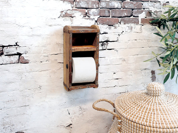 toalettpapirholder mursteinsform treverk toalett tørkepapir vintage holder 41482-00