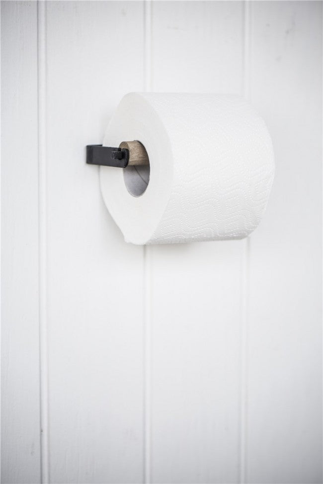 toalettpapirholder svart metall tre nettbutikk 9057-25