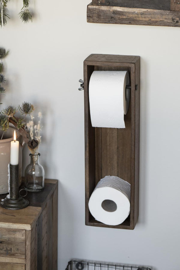 toalettpapirholder vegg rustikk treverk toalett papir holder ib laursen unika 3585-00