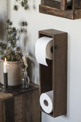 toalettpapirholder vegg rustikk treverk toalett papir holder ib laursen unika 3585-00 baderoms inspirasjon